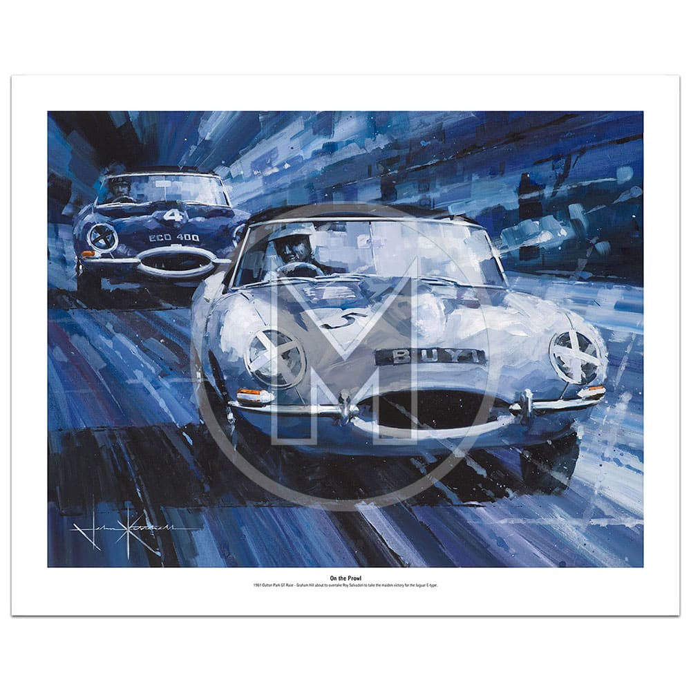 On the Prowl | Graham Hill – Jaguar E-type – 1961 | John Ketchell | Limited Edition Print