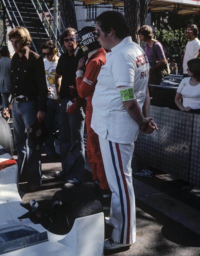 James Hunt, Lord Hesketh, Harvey Postlethwaite, Bubbles Horsley, Grand Prix Of Monaco