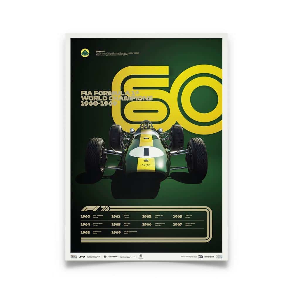Formula 1® Decades | Jim Clark – Lotus 25 – 1960s | Limited Edition poster