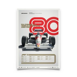 Product image for Formula 1® Decades | Ayrton Senna – McLaren MP4/4 – 1980s | Automobilist | Limited Edition poster