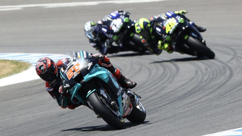 Fabio Quartararo leads Valentino Rossi and Maverick Vinales