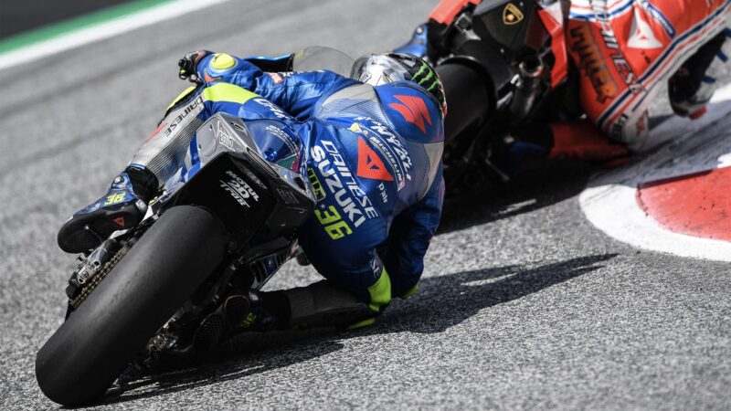 Joan Mir cornering during the 2020 MotoGP Austrian Grand Prix