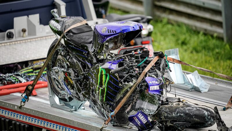 Maverick Vinales wrecked bike after he crashed out of the 2020 MotoGP Styrian Grand Prix with brake failure