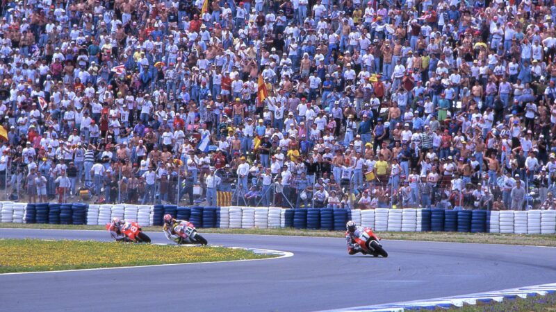 Rainey Schwantz and Criville at Jerez in 1993 which was the 450th premier class motorcycle grand prix