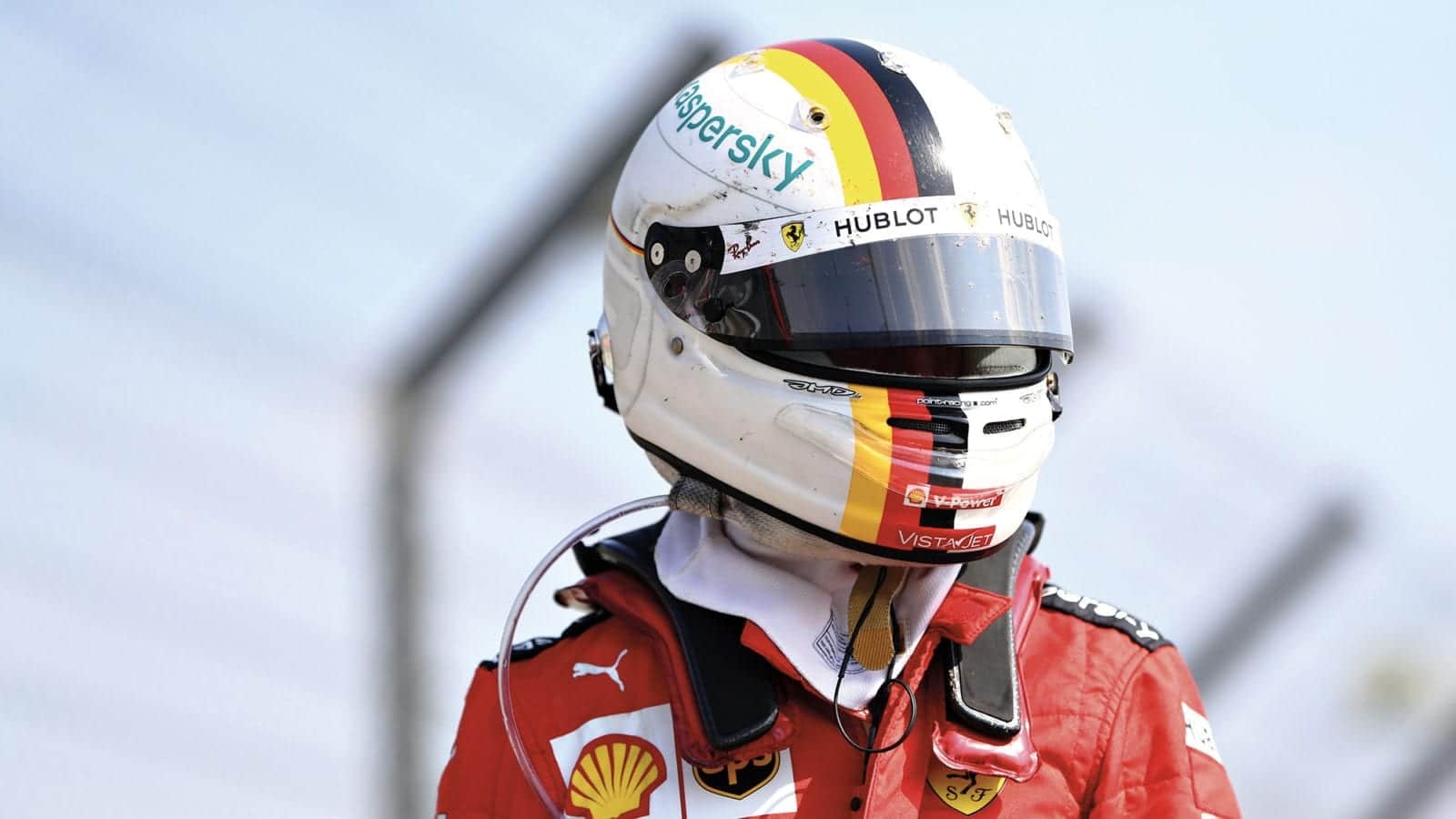 Sebastian Vettel with helmet on