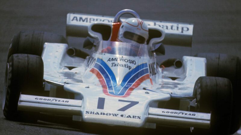 Alan Jones in the Shadow Ford during the 1977 F1 Spanish Grand Prix at Jarama