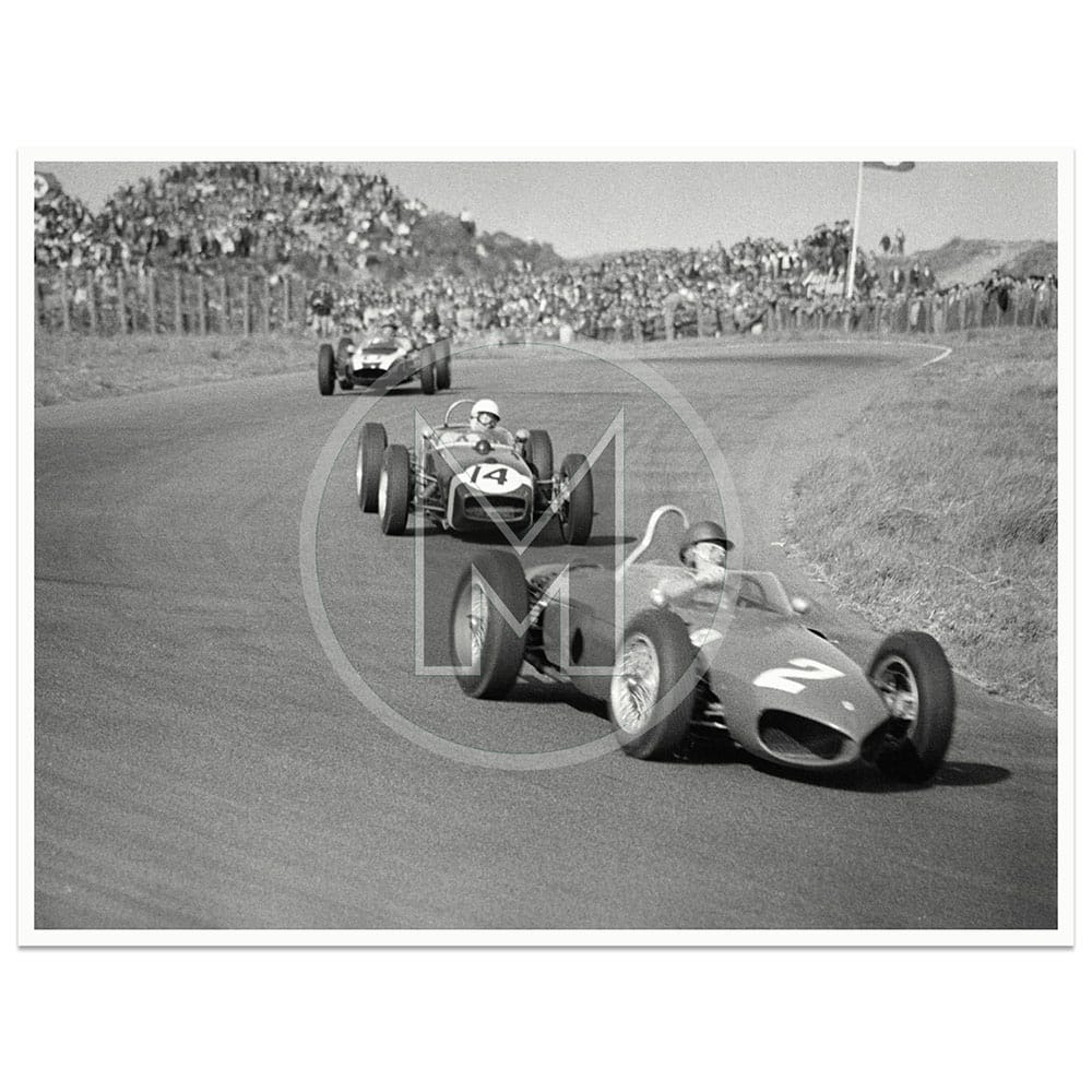 1961 Dutch Grand Prix | Richie Ginther (Ferrari) | Stirling Moss (Lotus) | Bruce McLaren (Cooper) | By David Lewin | Photograph