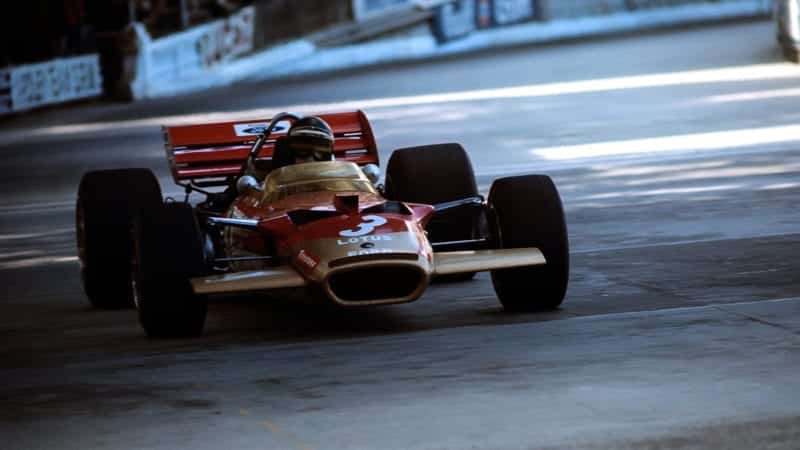 Jochen RIndt at the monaco Grand Prix 1970 in the Lotus 49B