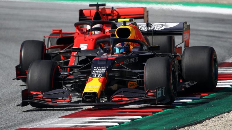Alex Albon and Sebastian Vettel during the 2020 F1 Austrian Grand Prix