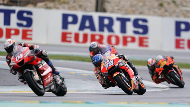 Andrea Dovizioso, Alex Marquez, Pol Espargaro and Miguel Oliveira at Le Mans during the 2020 MotoGP French Grand Prix