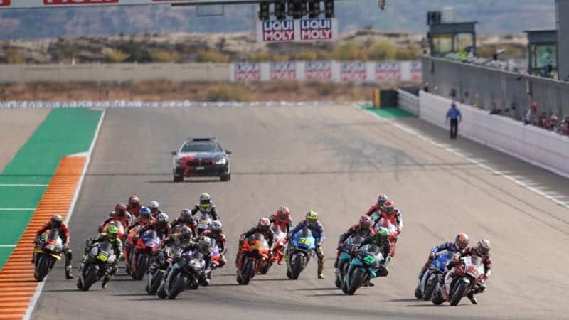 Start of the 2020 MotoGP Teruel Grand Prix at Aragon