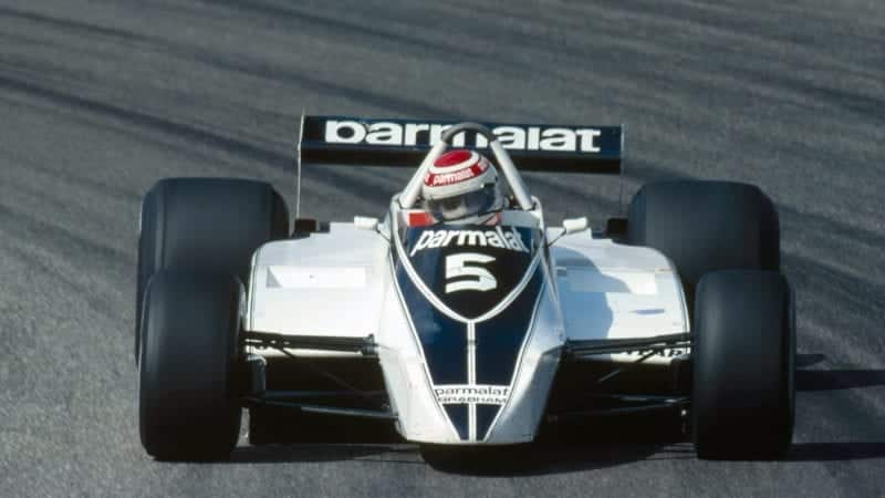 Nelson Piquet on his way to winning the 1980 F1 Dutch Grand Prix at Zandvoort for Brabham