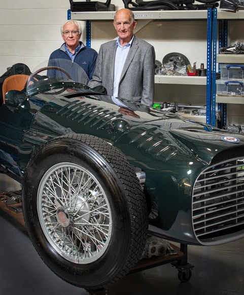 Rick Hall and John Owen with the BRM V16 continuation.model
