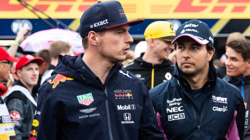 Max Verstappen with Sergio Perez