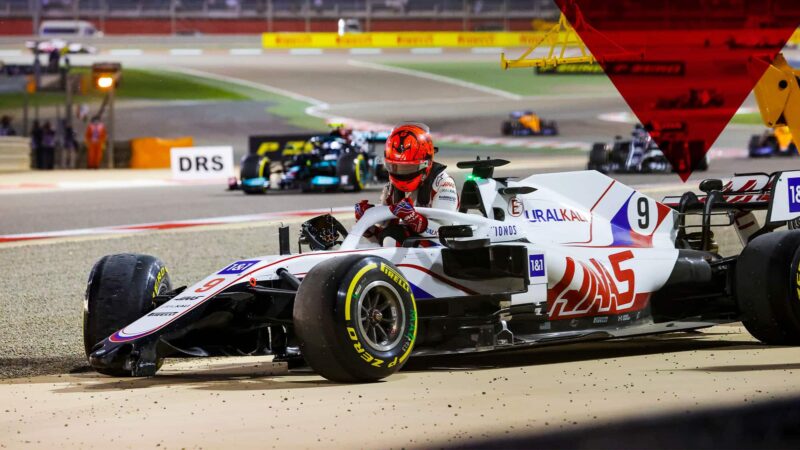 Crash 09 MAZEPIN Nikita (rus), Haas F1 Team VF-21 Ferrari, action during Formula 1 Gulf Air Bahrain Grand Prix 2021 from March 26 to 28, 2021 on the Bahrain International Circuit, in Sakhir, Bahrain - Photo DPPI