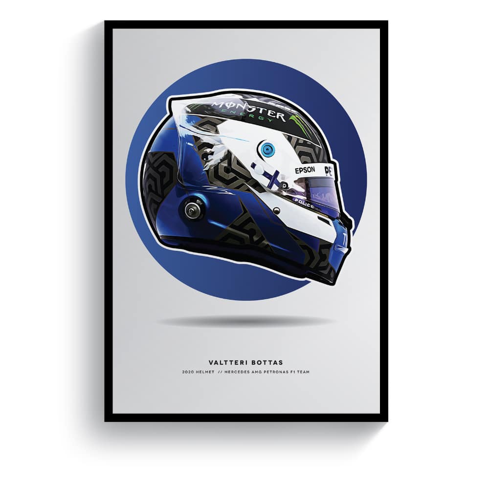 F1 print of Valterri Bottas 2020 Helmet by Pit Lane Prints