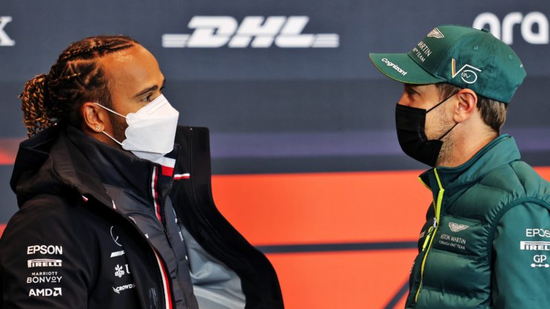 Lewis Hamilton, Sebastian Vettel, 2021 Emilia Romagna GP