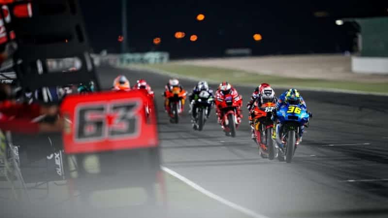 Slipstreaming in Doha during the 2021 MotoGP race