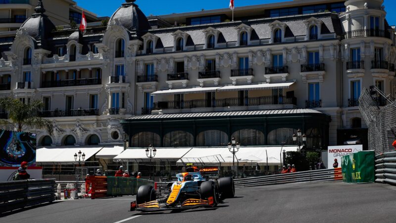 lando norris in qualifying for the 2021 f1 monaco grand prix