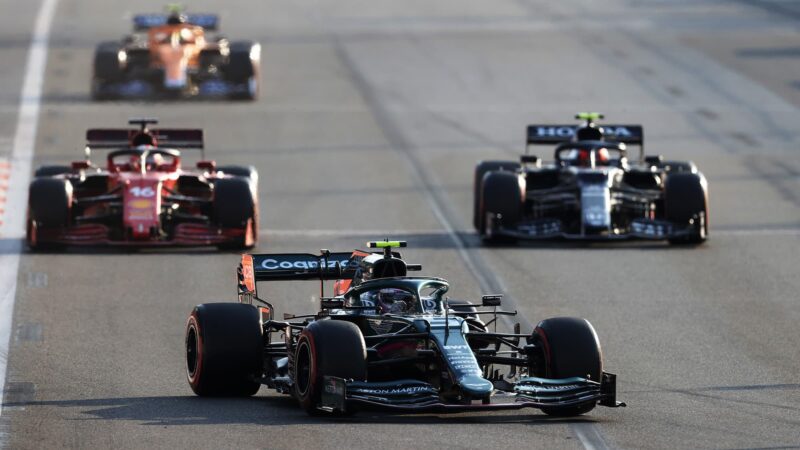 Sebastian Vettel ahead of Charles Leclerc and Pierre Gasly in the 2021 Azerbaijan GP