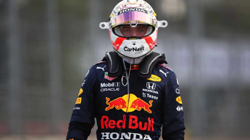 BAKU, AZERBAIJAN - JUNE 06: Max Verstappen of Netherlands and Red Bull Racing looks on as he walks back to the garage after a crash during the F1 Grand Prix of Azerbaijan at Baku City Circuit on June 06, 2021 in Baku, Azerbaijan. (Photo by Joe Portlock - Formula 1/Formula 1 via Getty Images)