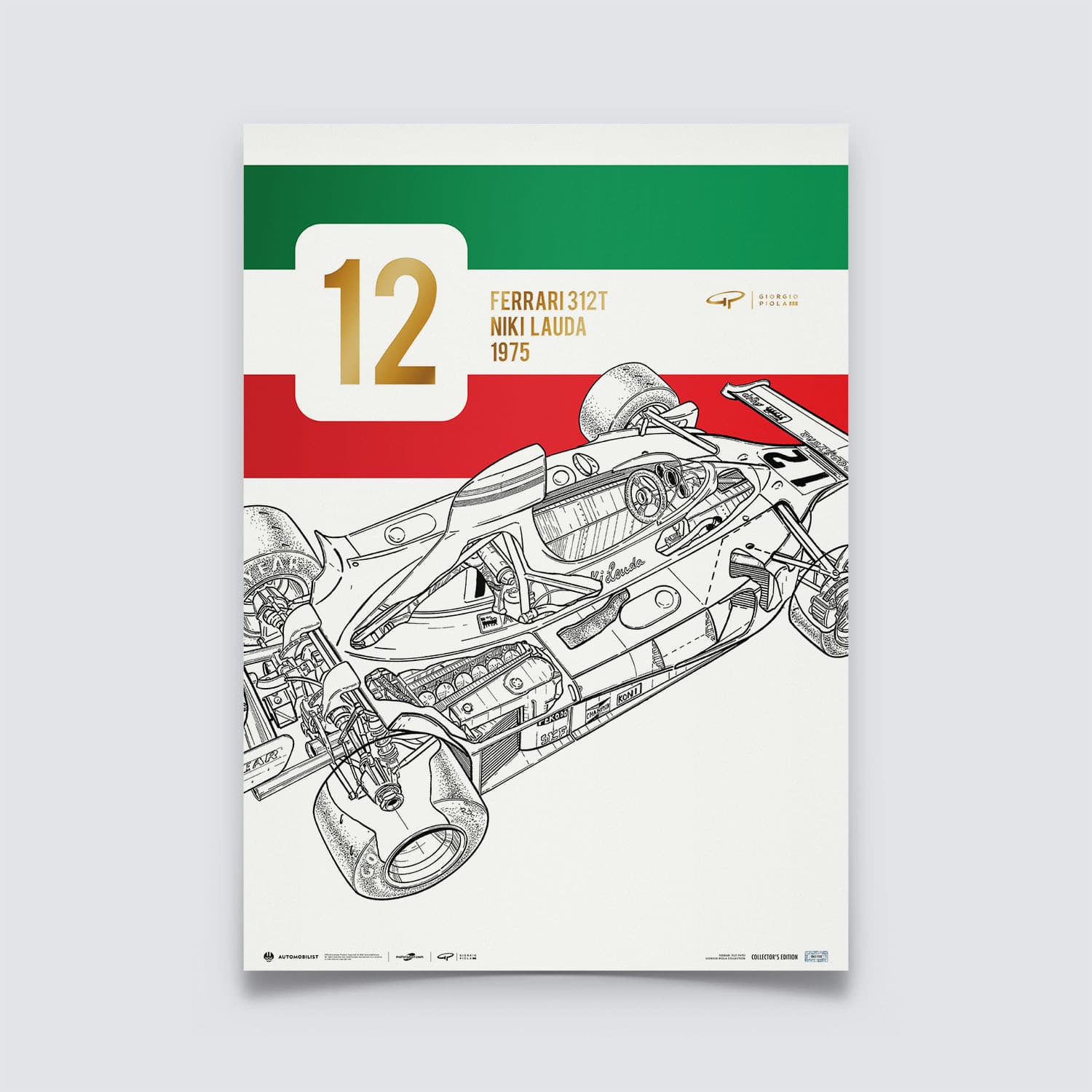 Giorgio Piola - Ferrari 312 T - Niki Lauda - 1975 | Collector's Edition