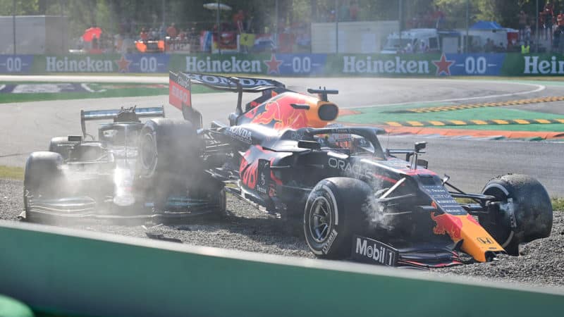 Lewis Hamilton and Max Verstappen crash at the 2021 Italian Grand Prix