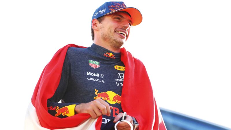Max Verstappen celebrates winning the 2021 Dutch Grand Prix