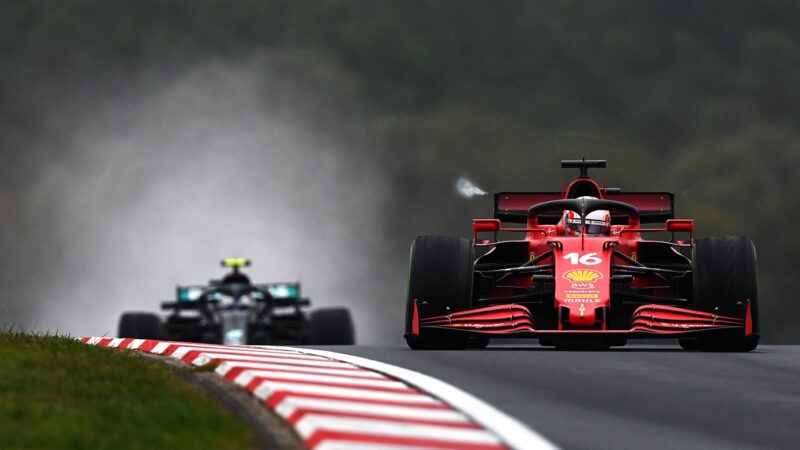 Charles Leclerc ahead of Val;tteri Bottas at the 2021 Turkish Grand Prix