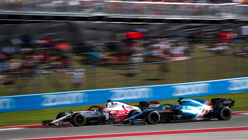 Fernando Alonso alongside Kimi Raikkonen at the 2021 US Grand Prix