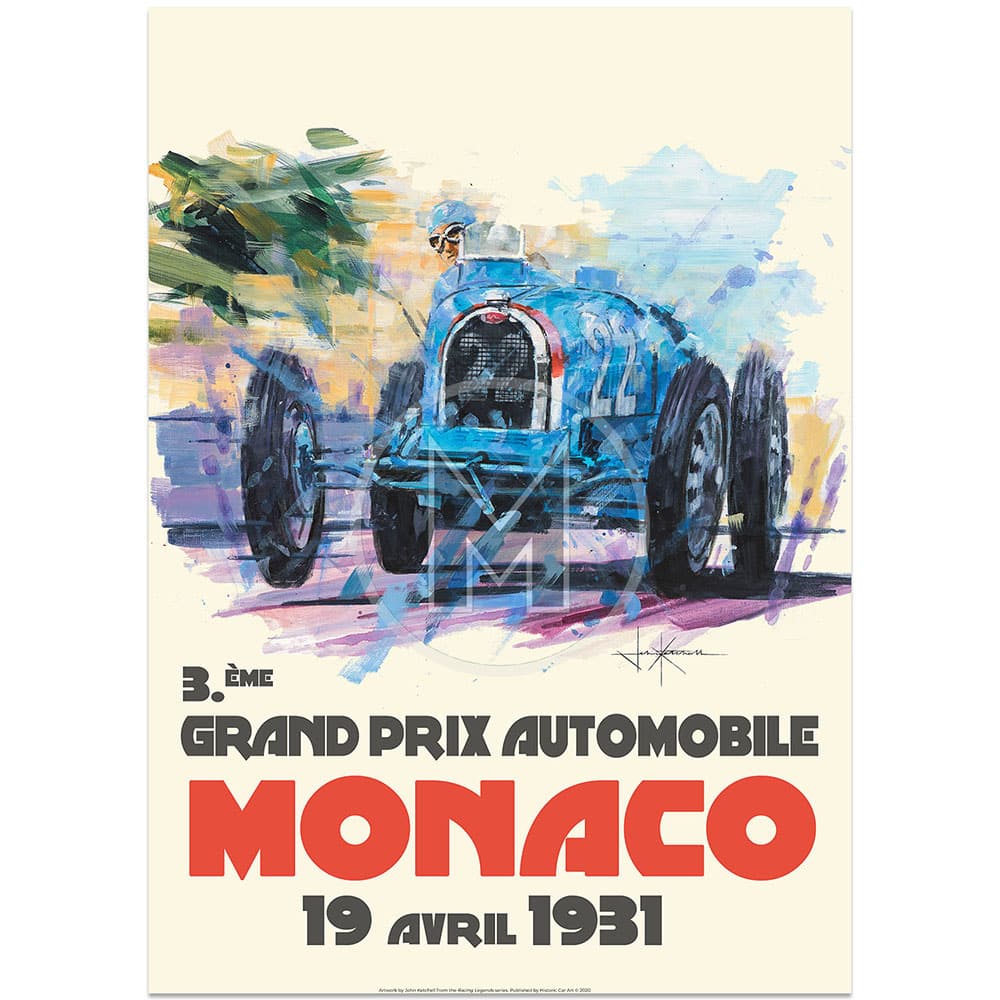 Chiron & Bugatti | Monaco Grand Prix 1931 Poster | By John Ketchell