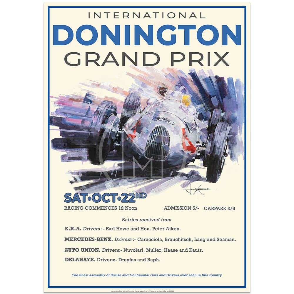 Nuvolari & Auto Union | Donington Grand Prix 1938 Poster | By John Ketchell