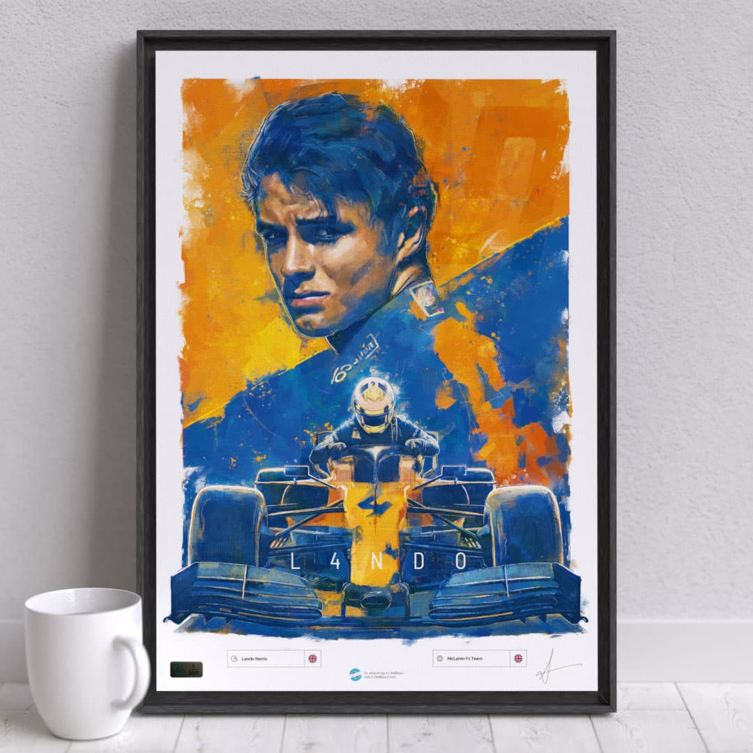 Lando Norris F1 Artwork, McLaren Formula 1 Wall Art – Limited edition of 250