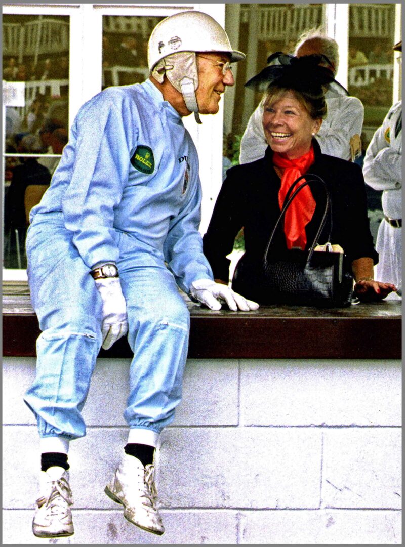 Stirling Moss on Goodwood pitwall with Susie Moss