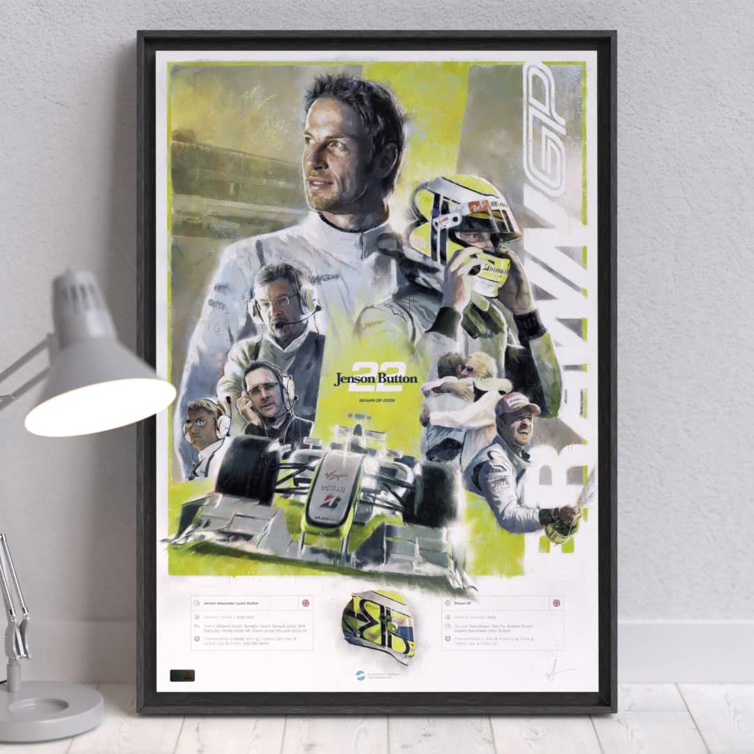Jenson Button, Brawn GP Formula 1 Wall Art - Limited edition of 100