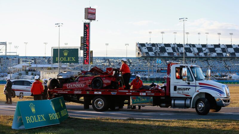 Wreckage after Memo Gidley crash at Daytona Rolex 24