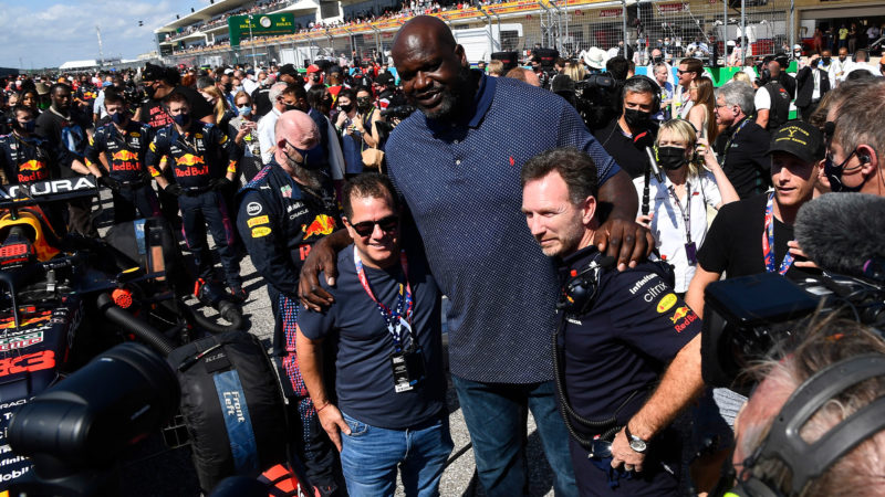 Shaq O'Neal with Christian Horner at the 2021 US Grand Prix