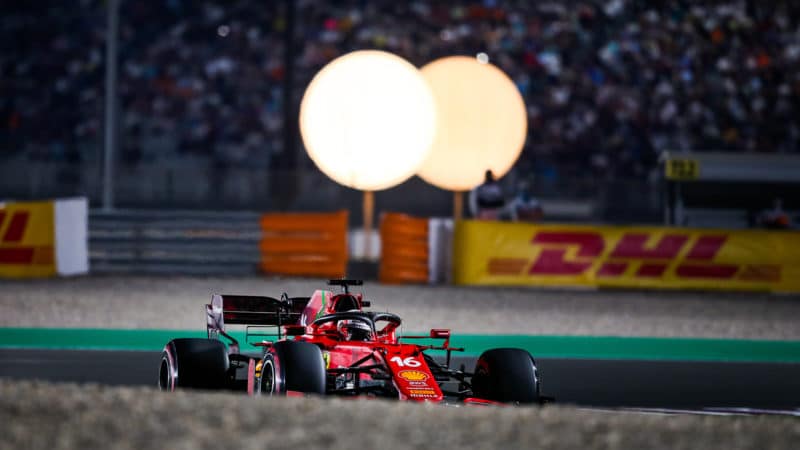 Charles Leclerc qualifying for the 2021 Qatar Grand Prix