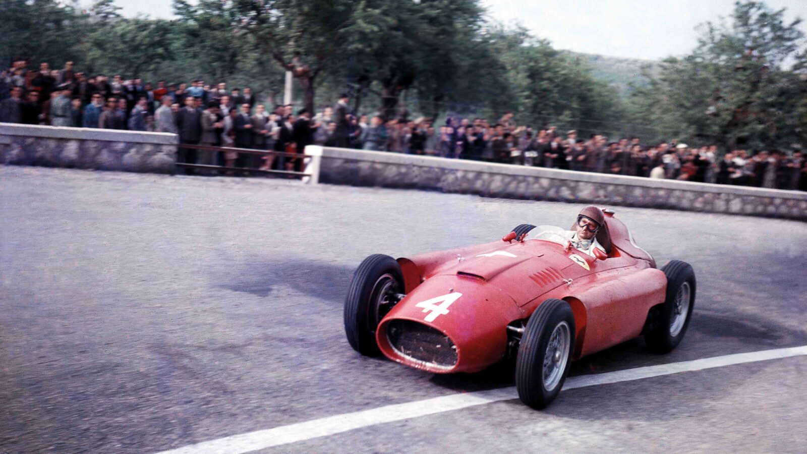 Juan Manuel Fangio in Ferrari Lancia D50 at Syracuse