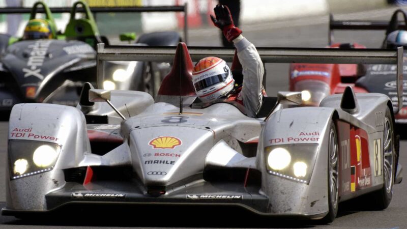 MOTORSPORT - LE MANS 24 HOURS 2006 - RACE 17/06 TO 18/06/2006 - PHOTO : FRANCK FAUGERE / DPPI EMANUELE PIRRO (ITA) / AUDI LMP1 N°8 AUDI SPORT TEAM JOEST / ACTION - WINNER WINNER FINISH LINE JOY