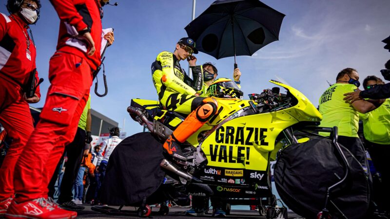 Luca Marini with Grazie Vale motorbike