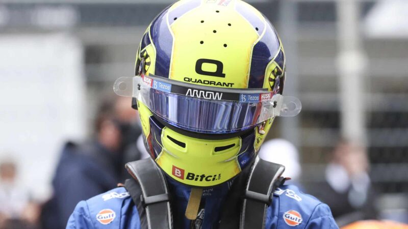 SOCHI, RUSSIA - SEPTEMBER 26, 2021: McLaren F1 Team driver Lando Norris is seen ahead of the 2021 Formula One Russian Grand Prix race at the Sochi Autodrom racing circuit. Sergei Fadeichev/TASS (Photo by Sergei Fadeichev\TASS via Getty Images)