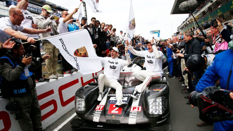 Romain-Dumas-and-Marc-Lieb-with-2016-Le-Mans-winning-Porsche-919