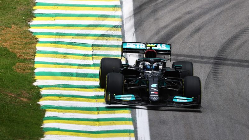 Mercedes over kerbs at Interlagos