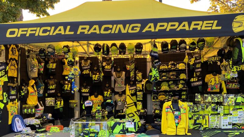 Valentino Rossi merchandise stall at Misano