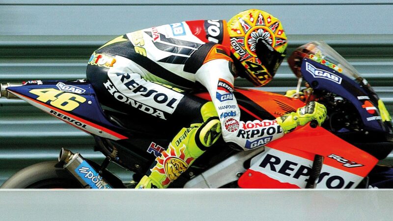 Valentino Rossi on a Honda in 2002