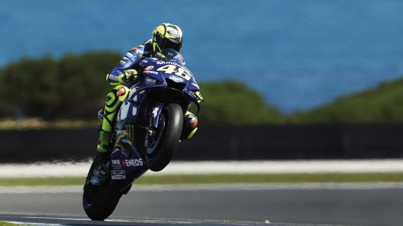 Valentino Rossi wheelie in 2018