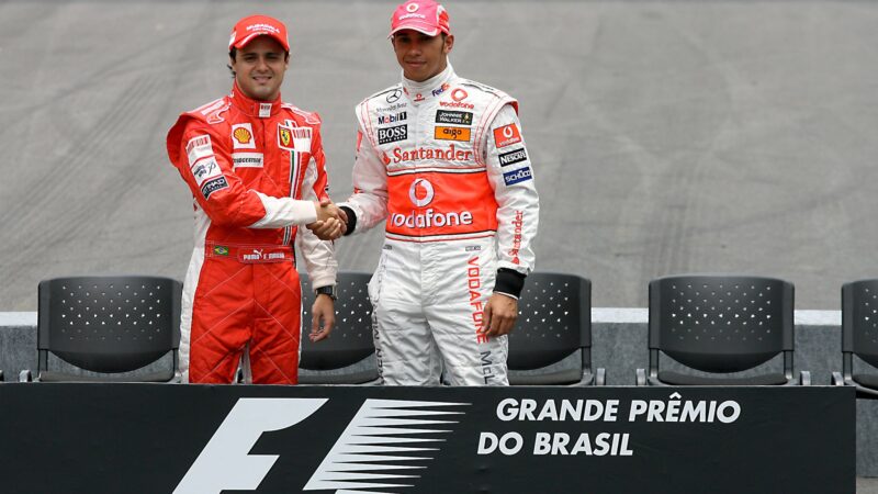 Lewis Hamilton and Felipe Massa ahead of 2008 Brazilian Grand Prix