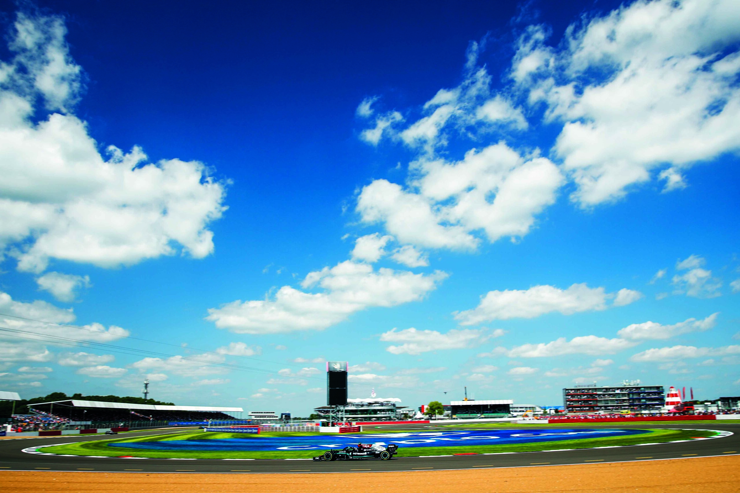 Mercedes-of-Valtteri-Bottas-in-sunshine-at-Silverstone