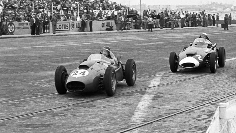 Mike Hawthorn and Stirling Moss at the 1958 Portuguese Grand Prix